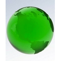 Green Colored Crystal Globe w/ Frosted Continents (3")